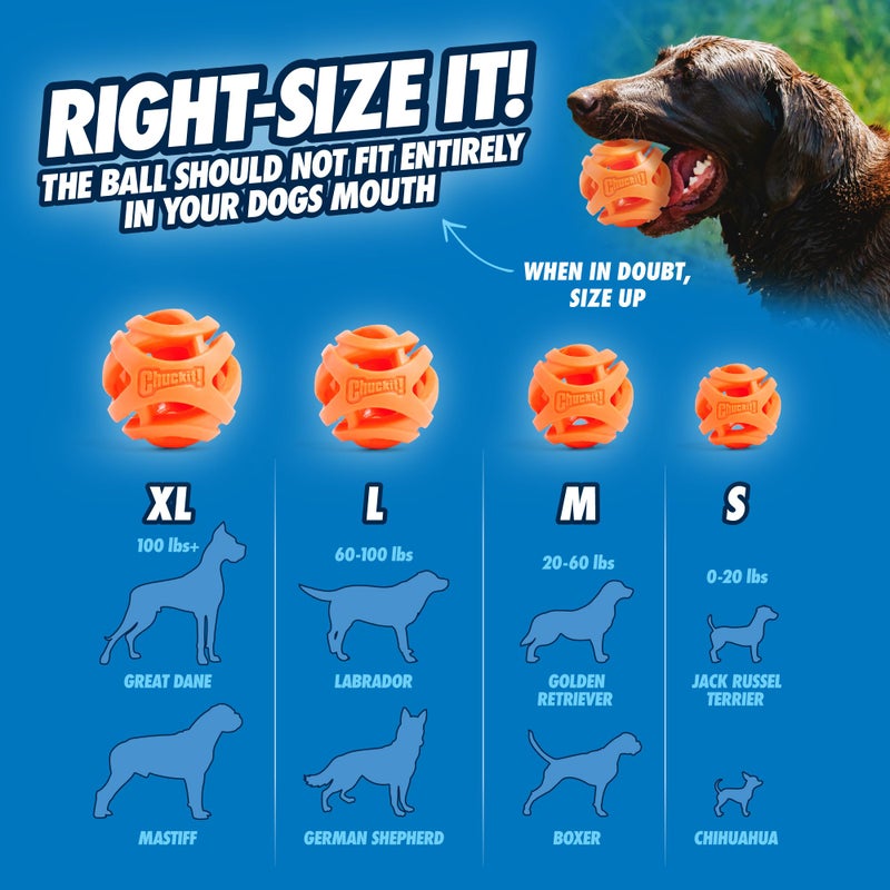 Chuckit! Air Fetch Ball Dog Toy - Size Large - For Dogs 60-100 lbs - Bouncy and Durable - Hollow Design - 3-inch Diameter - Pack of 1 - Image 4